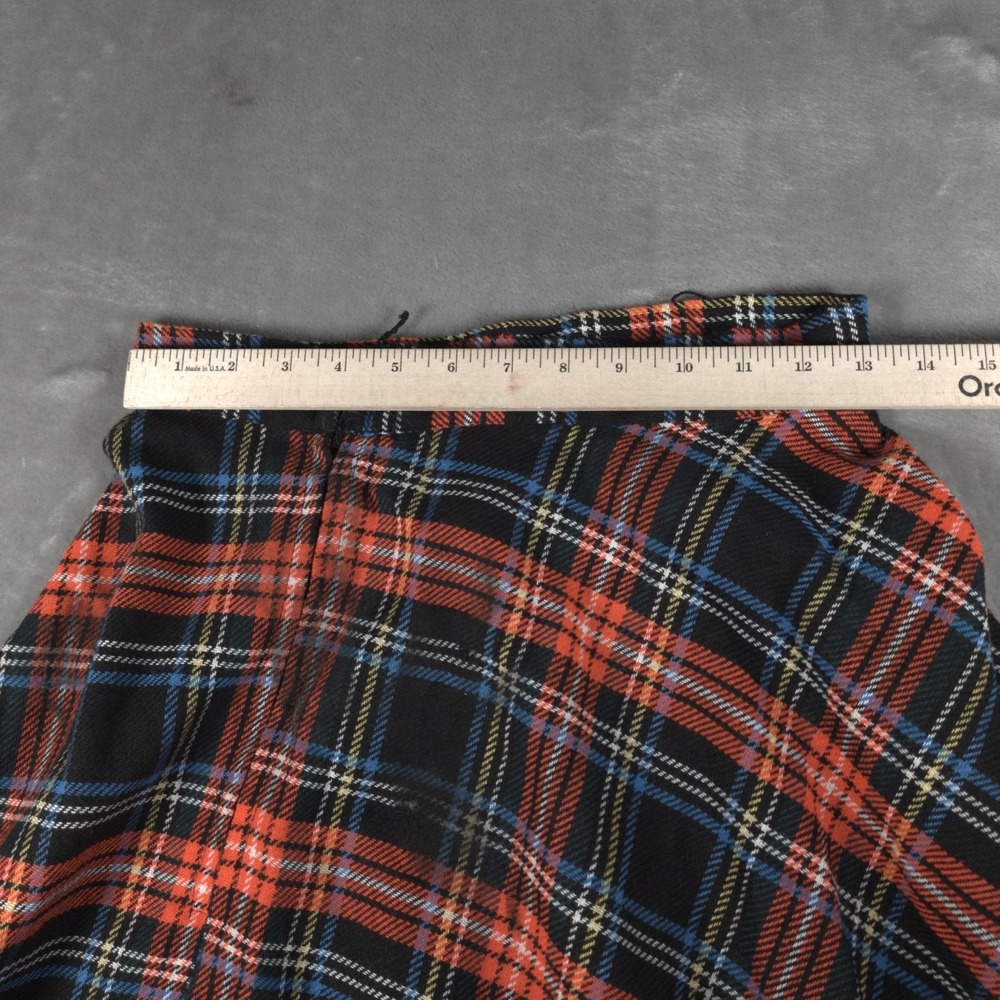 Vintage Plaid Tartan Skirt Womens Small Red Black Maxi A Line Scottish Preppy - Picture 5 of 5